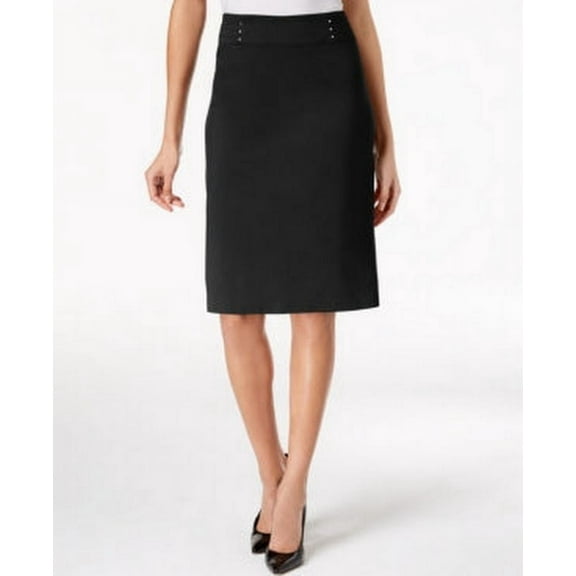 Jm Collection Petite Rivet-Waist Pencil Skirt, Choose Sz/Color Title: PP/ Deep Black