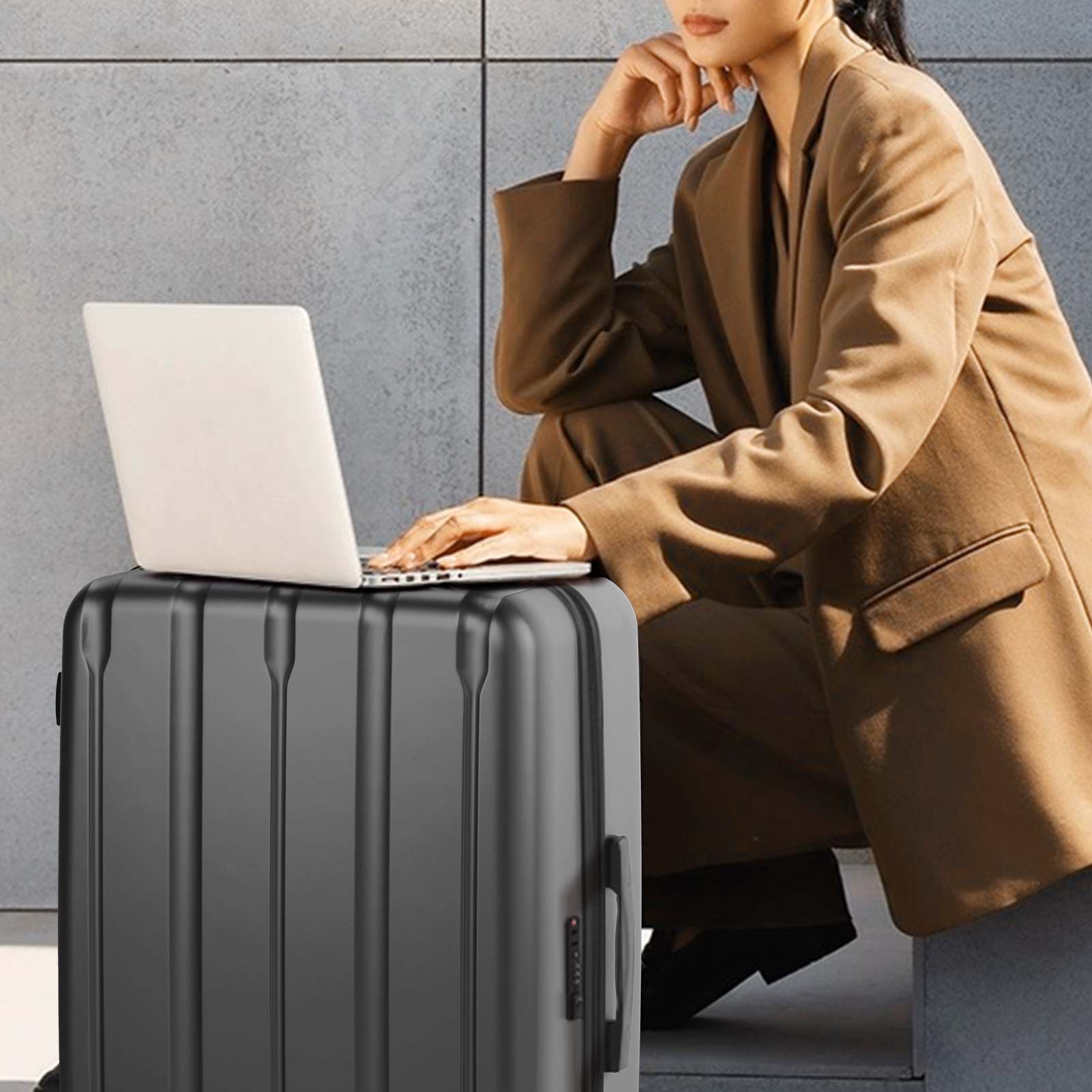 Ktaxon 3-Piece Hardshell Luggage Set Lightweight ABS+PC Carry On Suitcase with TSA Lock, 360° Spinner Wheels Dark Gray