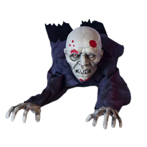 Fantasma eléctrico de Halloween que se arrastra y tiene ojos brillantes de 51 pulgadas de largo para decoraciones de interior y exterior, multiusos Gris