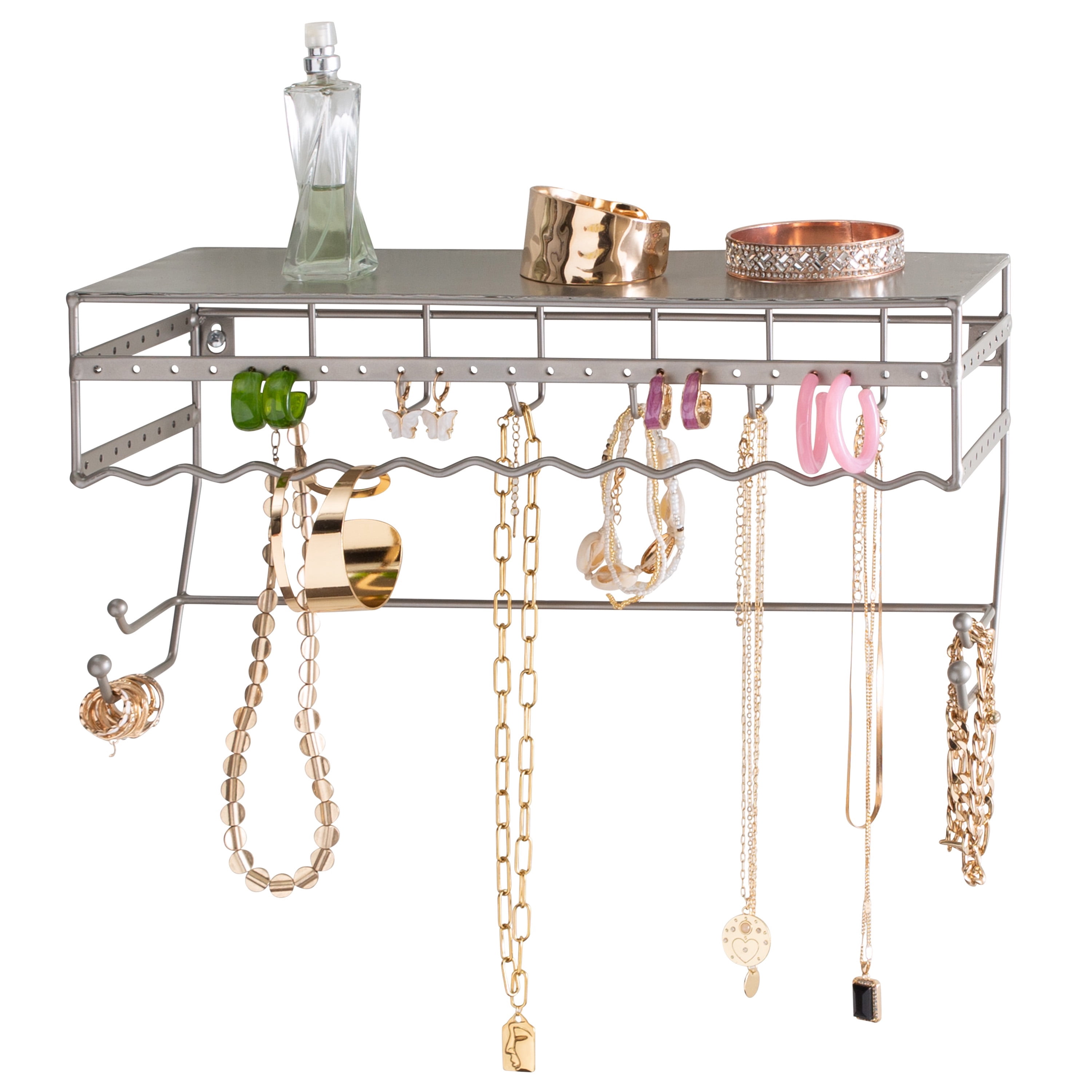 Simplify Wall Mount Iron Jewelry & Accessory Organizer in Satin