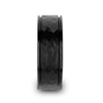 thumbnail image 4 of Joiner Hammered Finish Center Black Tungsten Carbide Wedding Band With Dual Offset Grooves And Polished Edges, 4 of 4