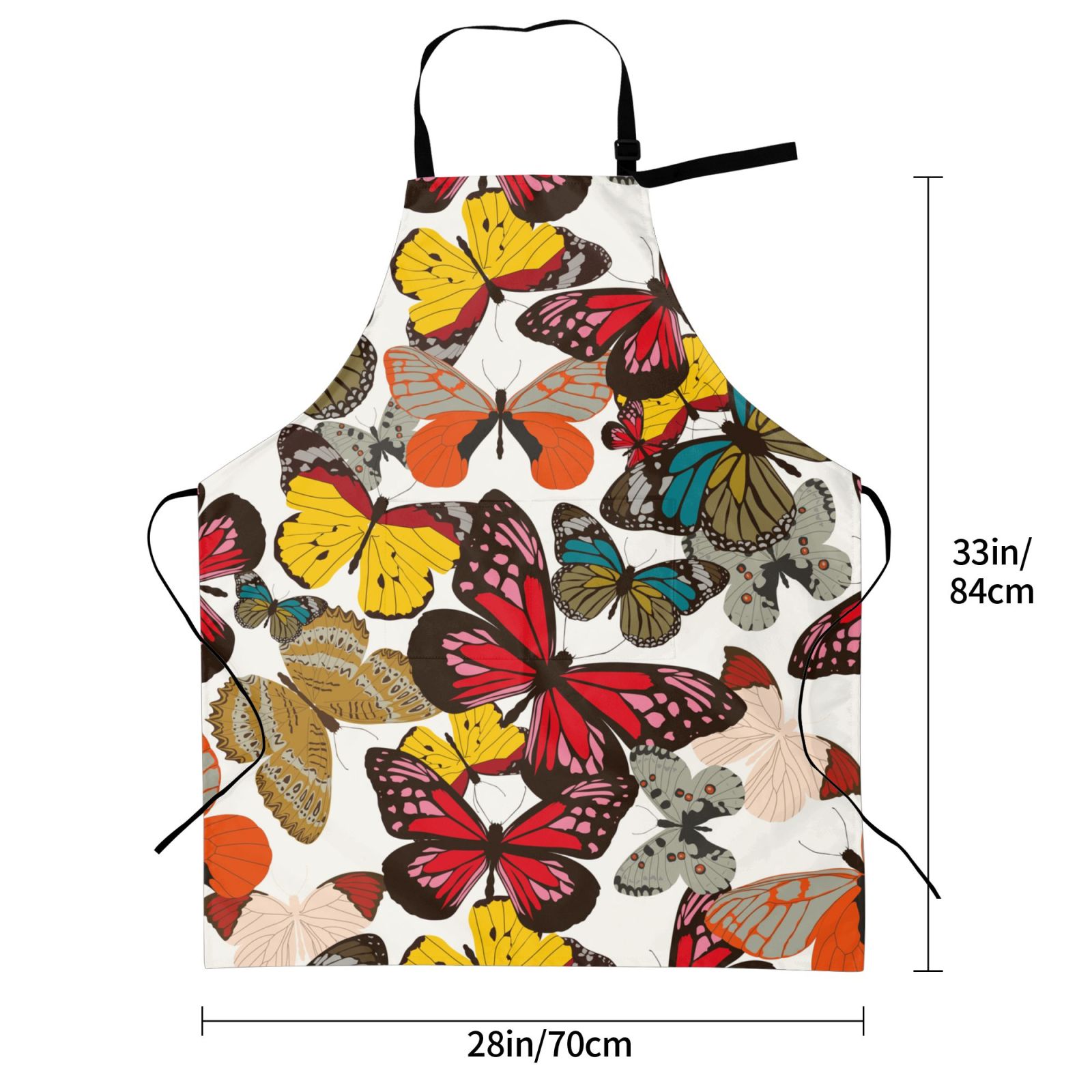 Kdxio Retro Floral Butterfly Apron with Pockets Adjustable Kitchen Aprons for Men Women Waterproof Aprons for Cooking,Drawing,Crafting, Baking Household Cleaning