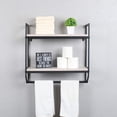 thumbnail image 3 of 2-Tier Metal Industrial 23.6" Bathroom Shelves Wall Mounted,Rustic Wall Shelf Over Toilet,Towel Rack with Towel Bar,Utility Storage Shelf Rack, Floating Shelves Towel Holder,Retro White, 3 of 14