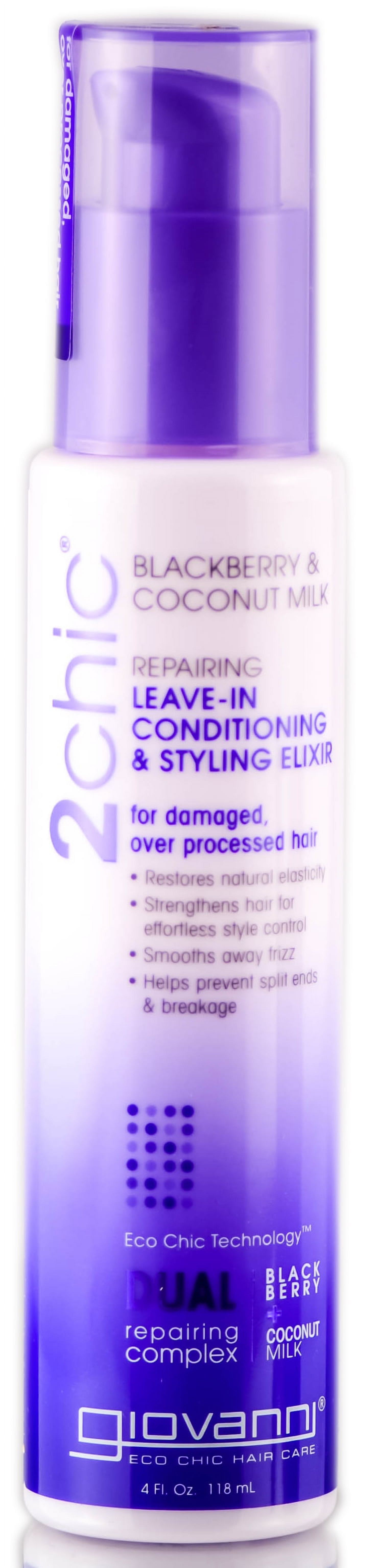 Giovanni Hair Care Products Conditioner - 2chic - Repairing - Leave-In Conditioning And Styling Elixir - Blackberry And Coconut Milk - 4 Oz - 1 Each