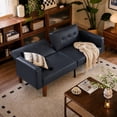 thumbnail image 3 of MIKIBAMA 68.11 Inch Black 2 Seat Fabric Mid Century Modern Convertible Futon Sofa Bed Tufted Split Back With Solid Wood Legs for Small Spaces, 3 of 7