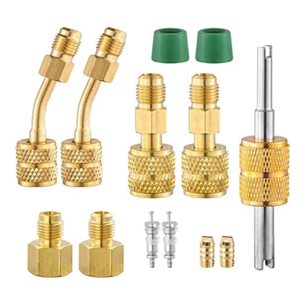 Miniadaptadores divididos R410A, Conector de puerto de vacío de carga R410A con hembra de 5/16 pulgadas a macho de 1/4 pulgadas para sistema HVAC