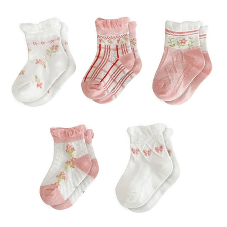 

Inadays 5 Pairs Baby Socks Cotton Mesh Kids Crew Socks with Grips Cute Sock for Newborn Toddler Boys Girls Gender Neutral Gift for Baby Shower 15-18 cm (3-5 Years Old)
