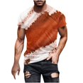 thumbnail image 2 of Fnnxeal Mens Orange 3D Abstract Print T-Shirts Vibrant Graphic Tee Casual Short Sleeve Athletic Summer Tops Polyester Spandex Big and Tall M to 5XL,Size L, 2 of 4