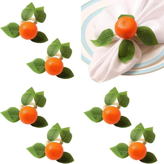 Napkin Rings Set of 6 Oranges Rustic Napkin Ring Holders Artificial Fruits Napkin Buckles for Autumn Dinner Decor