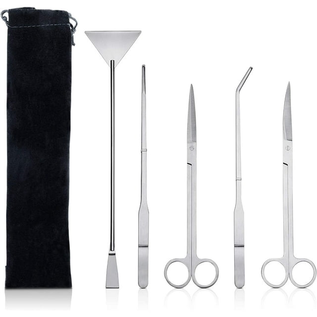 Herramienta para acuario de acero inoxidable de 5 piezas, kits de acuario para principiantes,