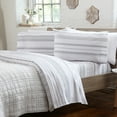 thumbnail image 2 of Great Bay Home Turkish Cotton Solid Flannel Sheet Set  (Full, Soft Grey - Stripe), 2 of 6