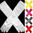 thumbnail image 2 of MYG Gants de Mariée Doigts Complets Satin Plissé Rétro Photo de Mariage Satin, 2 of 9