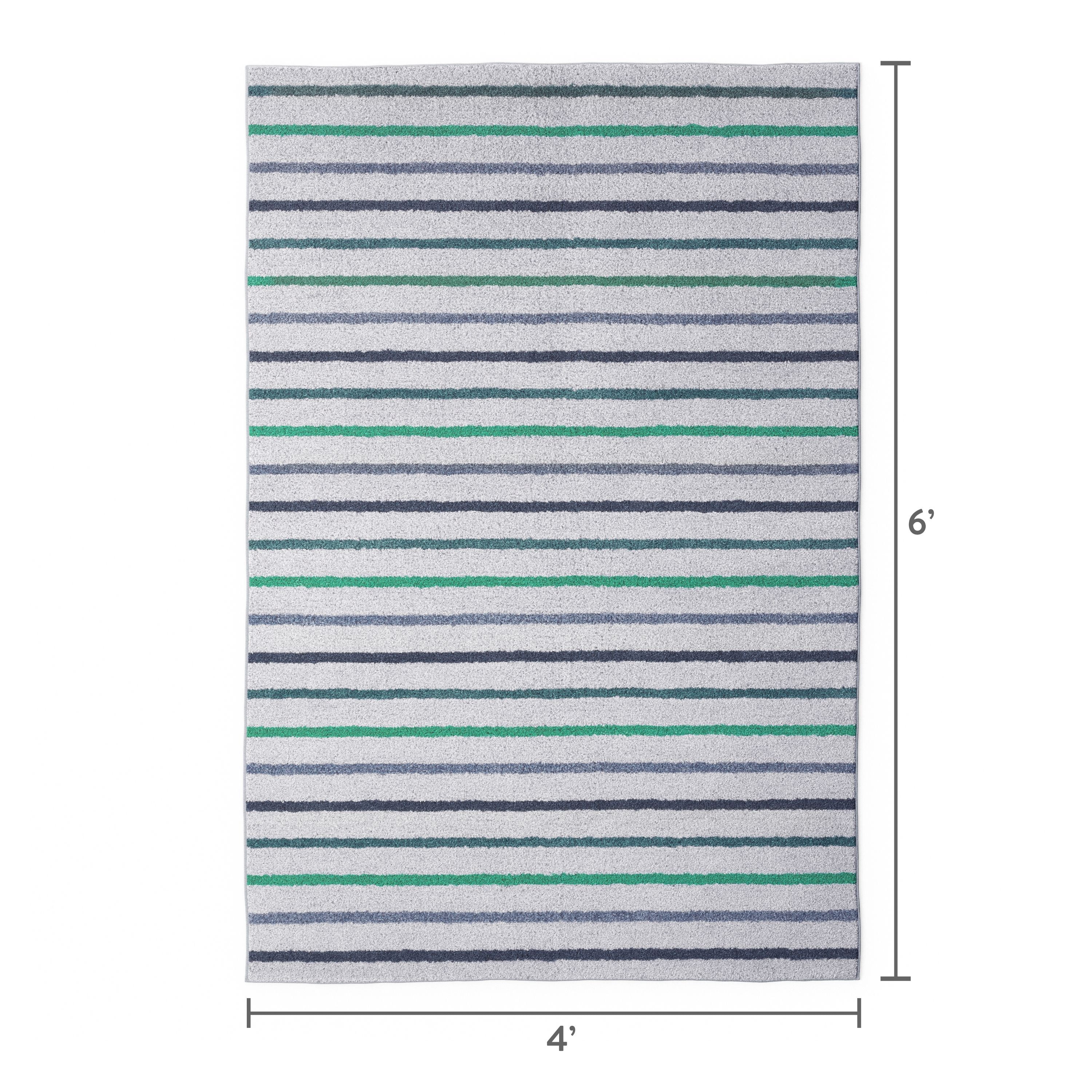 Mainstays Kids Tufted Blue and Green Stripe Area Rug, 4' x 6'