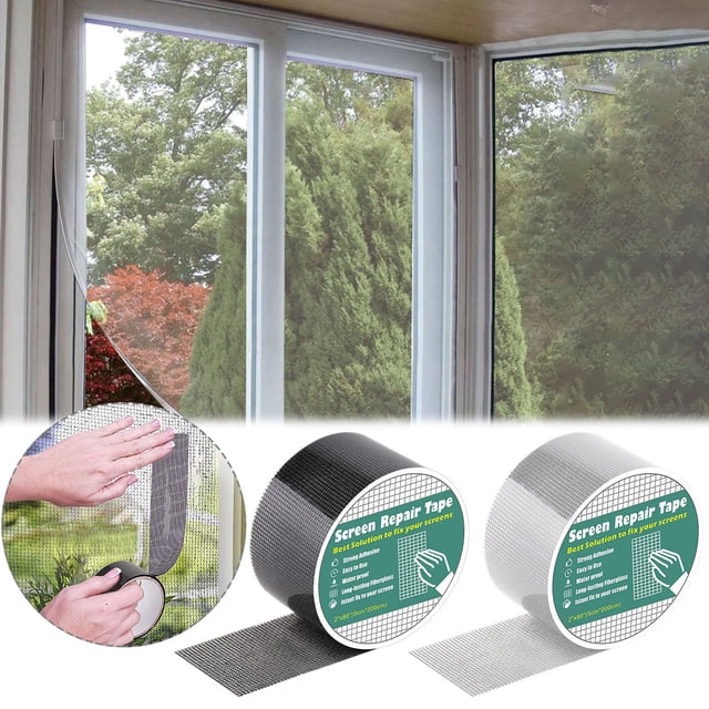 Xihbxyly Cinta para Reparación de Mosquiteras, Fuerte Adherencia, Fijación Duradera, Fácil de Usar, Multiusos, Malla para Reparación de Ventanas, Puertas, Carpas y Piscinas, 5 X 200 Cm.