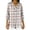 Khaki, variant on Women's Oversized Buffalo Plaid Button Shirts Boxy Ruffle Trim 3/4 Sleeve Gingham V Neck Casual Loose Blouse