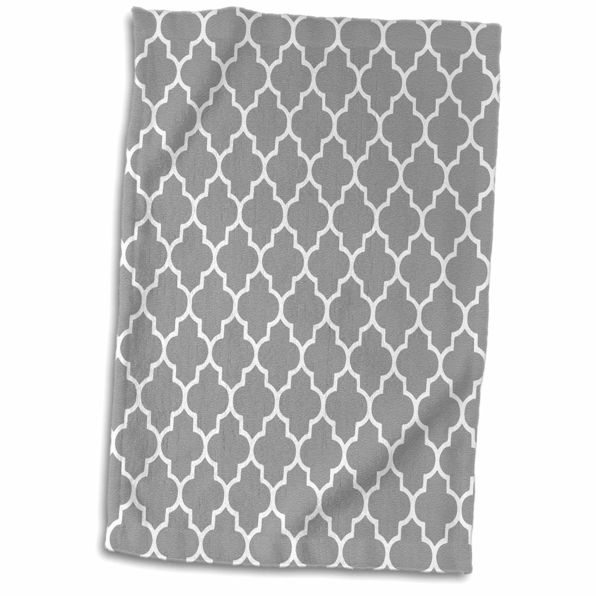 3dRose Dark gray quatrefoil pattern grey Moroccan tiles modern