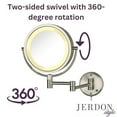 thumbnail image 5 of Jerdon 8.5 inch Diameter Wall-Mounted Lighted Makeup Mirror with 8X-1X Magnification, Nickel Finish, Plug In-Model HL75N, 5 of 5