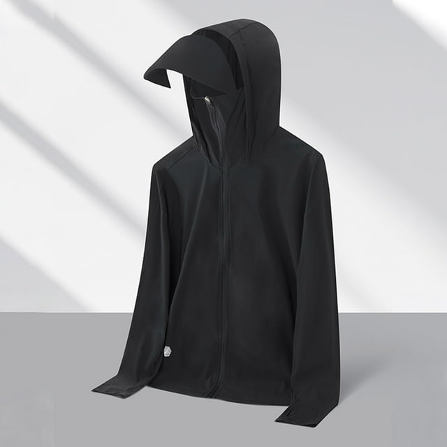 DPTALR Veste de Sport Décontractée pour Hommes à Capuche Manches Longues Fermeture Éclair Anti-Soleil Haute Élasticité
