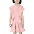 thumbnail image 2 of Kids Flannel Fleece Hooded Poncho Bath Beach Swimming Towel, Girls Boys Soft Cotton Dressing Gowns Bathrobe Blanket Swimming Surfing Changing Robe, 2 of 6