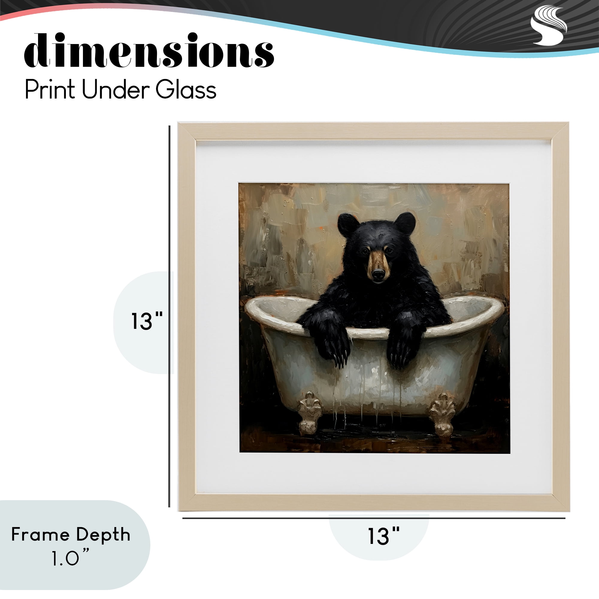 Stupell Industries Black Bear Bath Time Birch Framed Print Under Glass, design by Tina LeCour