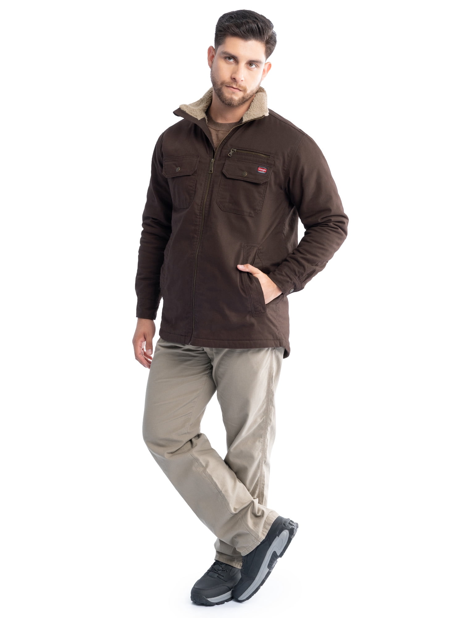 Wrangler Workwear Men's Mock Neck Jacket with Inner Linning Insulating Fabric, Size S-3XL