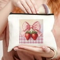 thumbnail image 2 of Pratyus Tote Bag Valentine Gift Pink Love Cosmetic Bag for Women Friends - Strawberries Theme Travel Essentials Ladies Accessories White, 2 of 6