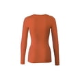 thumbnail image 2 of Bozzolo Women's RT1200 Basic Round Neck Long Sleeve T Shirt Top Rust S, 2 of 3