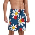 thumbnail image 2 of Kdxio Daisies With Ladybugs Print Mens Sleep Shorts Bottoms Soft Comfy Pajama Wear Pants with Drawstring Pockets, 2 of 5