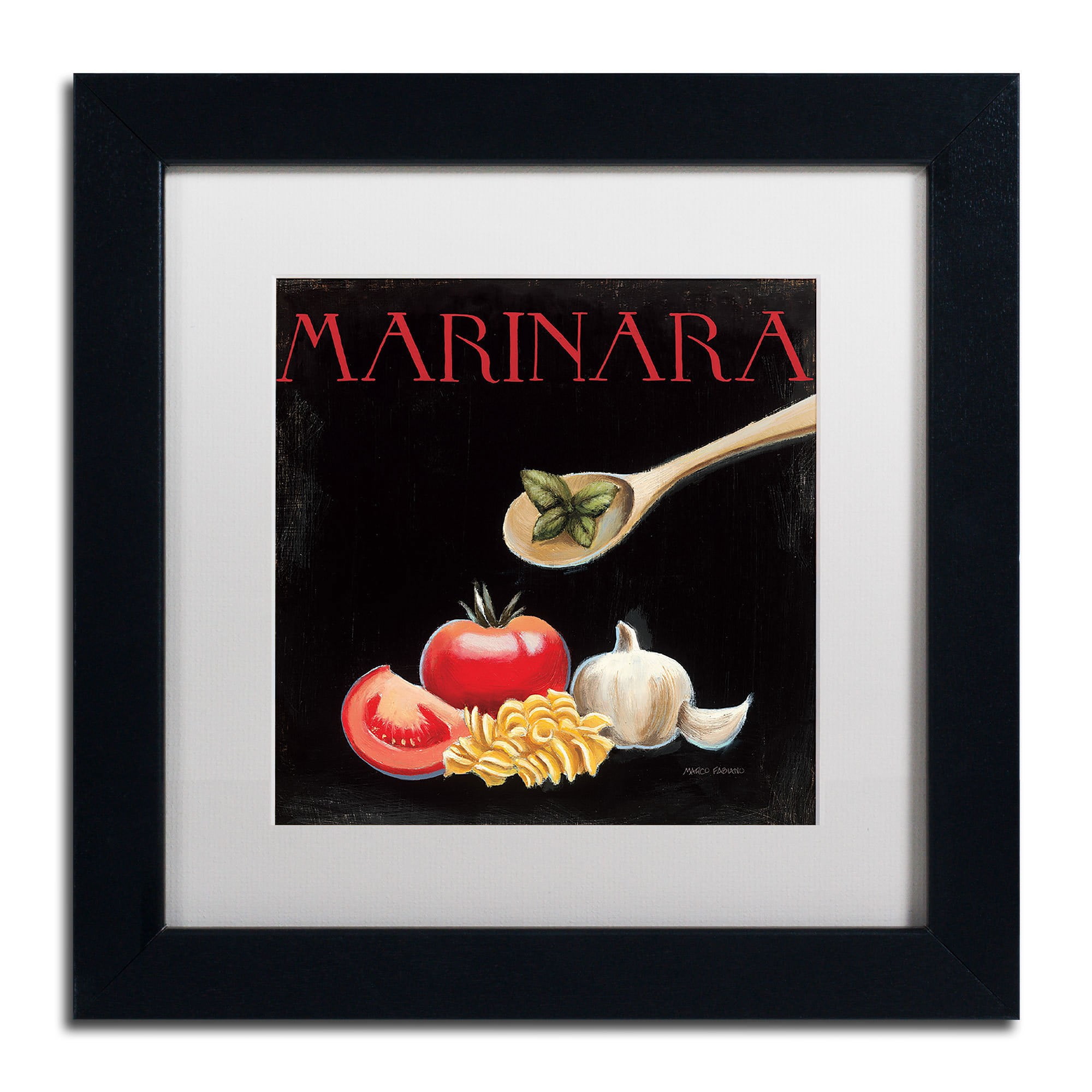Trademark Fine Art "Italian Cuisine IV" Canvas Art by Marco Fabiano White Mat, Black Frame