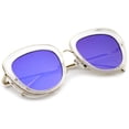 thumbnail image 4 of sunglassLA Female Women's Transparent Frame Square Colored Mirror Lens Oversize Sunglasses 53mm (Clear-Gold / Blue Mirror) - 53mm, 4 of 4