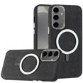 thumbnail image 2 of For Samsung Galaxy S24 Ultra Case Vegan Leather Magnetic Charging Phone Cover, 2 of 3