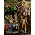 thumbnail image 2 of Wtewael, Joachim 19x24 Black Ornate Wood Framed with Double Matting Museum Art Print Titled - Mars and Venus Surprised by Vulcan, 2 of 4