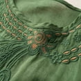thumbnail image 3 of Cagogo Women Plus Size Two Piece Set Round Neck 3/4 Sleeve Blouse Wide Leg Pants Casual Solid Boho Loose Matching Outfits Summer Business Cruise Travel Clothes, Green XL, 3 of 7