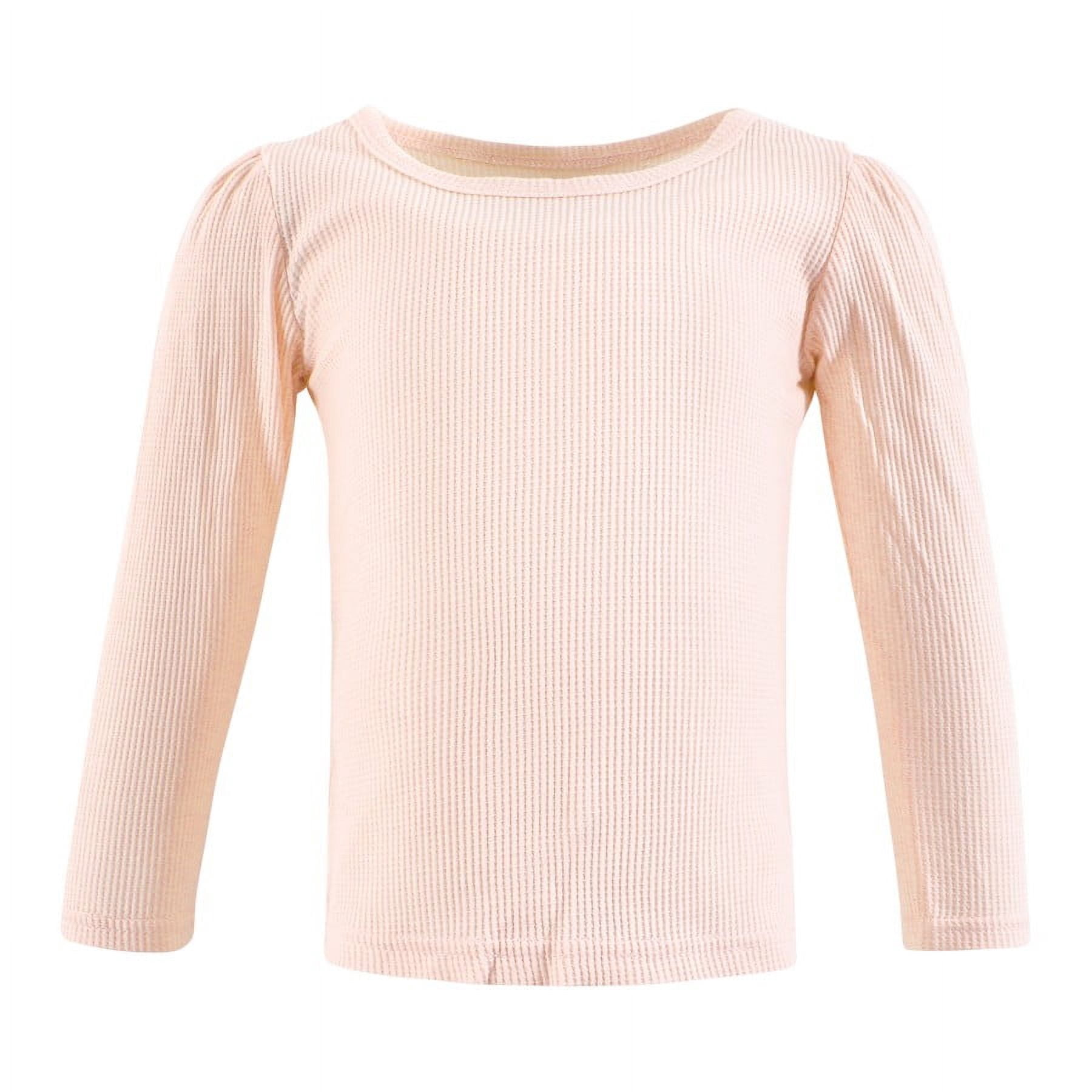 Hudson Baby Infant Girl Thermal Long Sleeve Tees 5pk, Soft Pink Sage Rose, 6-12 Months