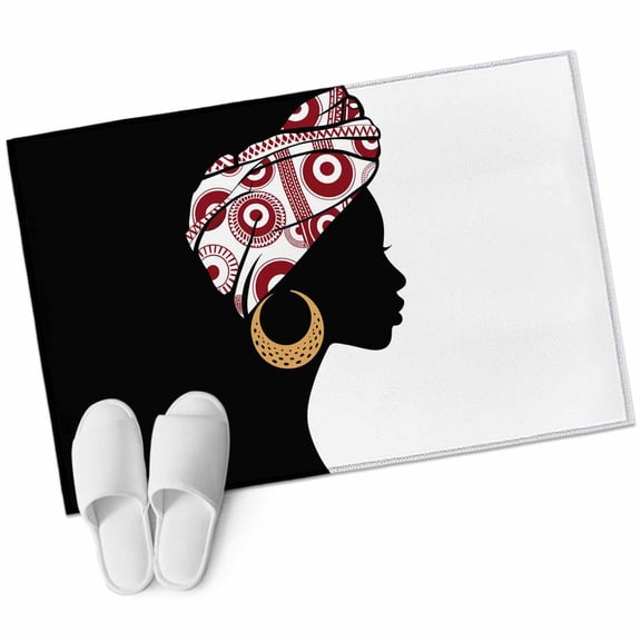 Bathroom Rugs 2x3 Ft, Boho Non Slip Area Rugs for Kitchen Bedroom Entryway, Abstract Bohemia Womens Moons Scarf Black White Washable Carpet Runner Rug Floor Mats for Bedroom Home Decor