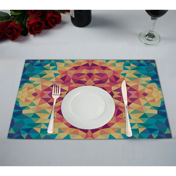 GCKG Diamond Shape Placemat, Multicolored Geometric Design Placemat