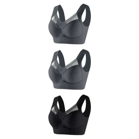Lisbinx Everyday Bras 3PC Women Without Underwire Underwear Thin Lace Solid Color Push-up Adjustment Bra Flash Deals