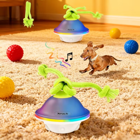 Dog Toys, Automatic Moving And Rolling Wicked Ball with Rope, Motion-Activated with Voice Recording, Stimulation Toy for Small Medium Pup, for Boredom