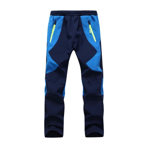 LFEOOST Youth Snow Pants with Reinforced Knees and Seat,Warm Climbing Trousers for Boys and Girls, Dark Blue, 110