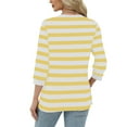thumbnail image 4 of HongQid Womens 3/4 Sleeve Striped Crewneck T-Shirts Color Block Short Sleeve Tops Casual Basic Tee, 4 of 5