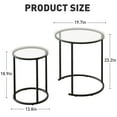 thumbnail image 2 of Nesting Coffee Table Set of 2,Modern Black Tempered Glass Side Table, Metal Frame Round End Table.Small Glass Tea Table for Living Room,Bedroom Studio Apartment Essentials，17.7IN, 2 of 9