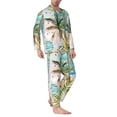 thumbnail image 2 of Fotbe Watercolor Palm Tree Pattern Long Sleeve Pajama Set for Men,Sleepwear Set,2-piece Loungewear Set,Soft PJs Comfy Nightwear with Pockets-X-Large, 2 of 7