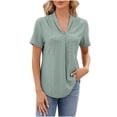 thumbnail image 5 of ZyeKqe Short Sleeve Tops for Women Eyelet V Neck Pleated Shirts T Shirts Dressy Casual Blouses, 5 of 5