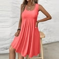 thumbnail image 5 of LWavelet Women's Plus Size Sleeveless Swing Dress Pleated Bodice Casual Loose Fit Midi Dress Watermelon Red 6XL, 5 of 5