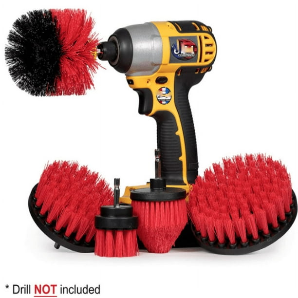SHAR (Red) Set of 5 electric drill brushes, floor brush, polishing