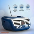thumbnail image 3 of Memorex MX-BCD100(L) Retro Style Top Loading CD Player | Portable AM/FM Stereo Receiver with Programmable Memory, Red LED Display, and Foldable Carrying Handle (Blue), 3 of 7