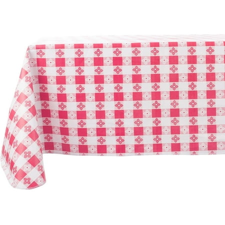 

Yourtablecloth Checkered Vinyl Tablecloth with Flannel Backing for Restaurants Picnics Bistros Indoor and Outdoor Dining Red and White 52X70 Rectangle/Oblong