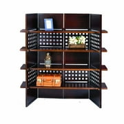 Ore International 4 Panel Book Shelves Room Divider, Walnut Finish