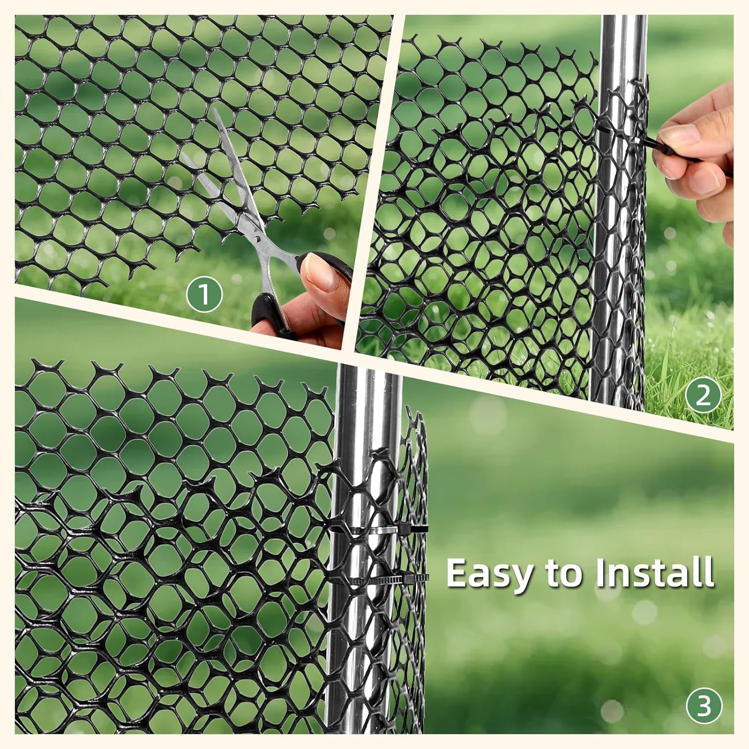 Troxlin Plastic Wire Mesh Fence Roll, 15.7IN x 26.3FT Plastic Chicken Wire Mesh, Balcony Garden Floral Netting Fencing Barrier for for Crafts, Poultry, Garden,Black(100 tie straps)