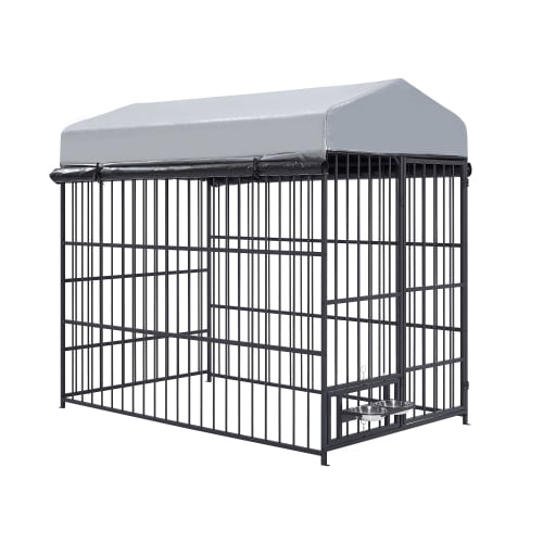 Large Dog Kennel Outdoor Pet Pens Dogs Run Enclosure Animal Hutch Metal Coop Fence with Roof Cover(6.6'L x 3.9'W x 5.9'H)